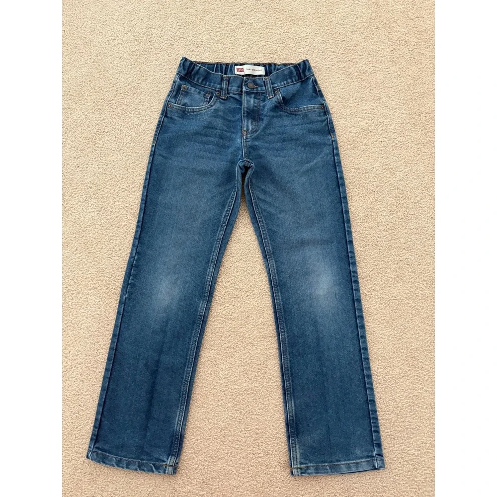 Levis Kids 514 Straight Leg Jeans Size 12 Medium Wash Blue Adjustable Waist